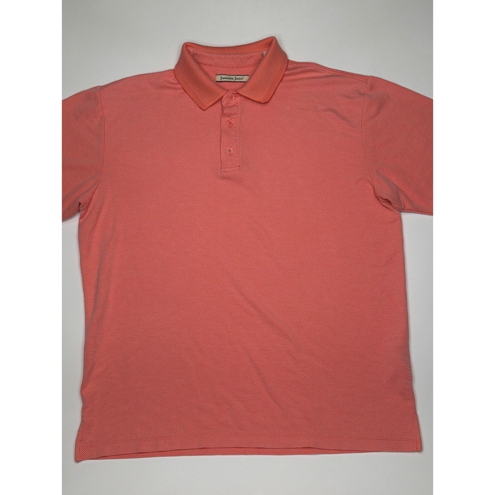 Jamaica Jaxx Men's Coral Micro Dot Polo Shirt Short Sleeve Button Up Size Large